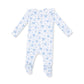 Blue Bows and Flowers  2 Way Ruffle Sleeve Zipper Footie