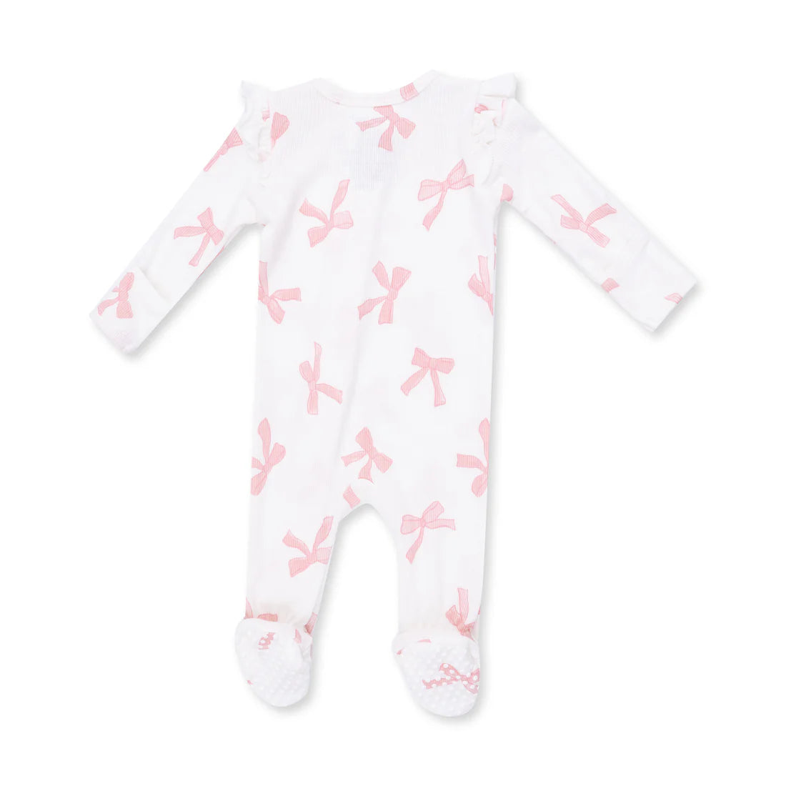 Pretty Bows  2 Way Ruffle Sleeve Zipper Footie