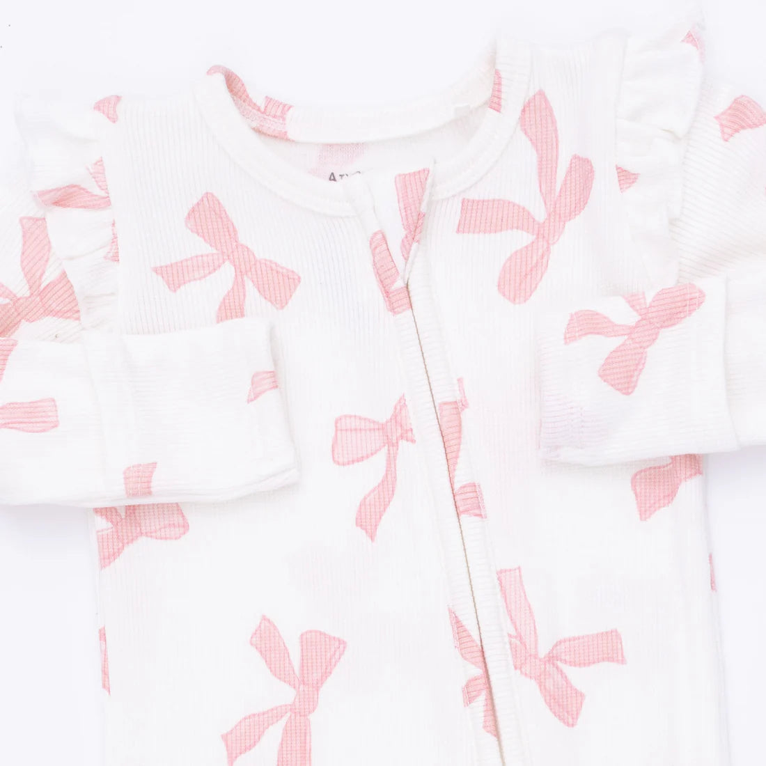 Pretty Bows  2 Way Ruffle Sleeve Zipper Footie
