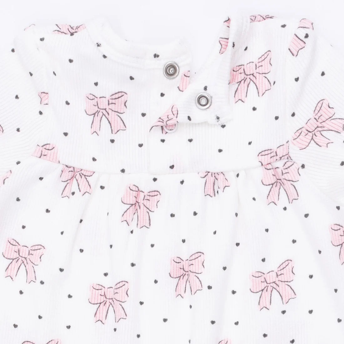 Bows and Hearts  Cuffed Sleeve Romper
