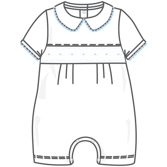 Lizzie and Landon's Classics Light Blue Smocked Collared Short Playsuit