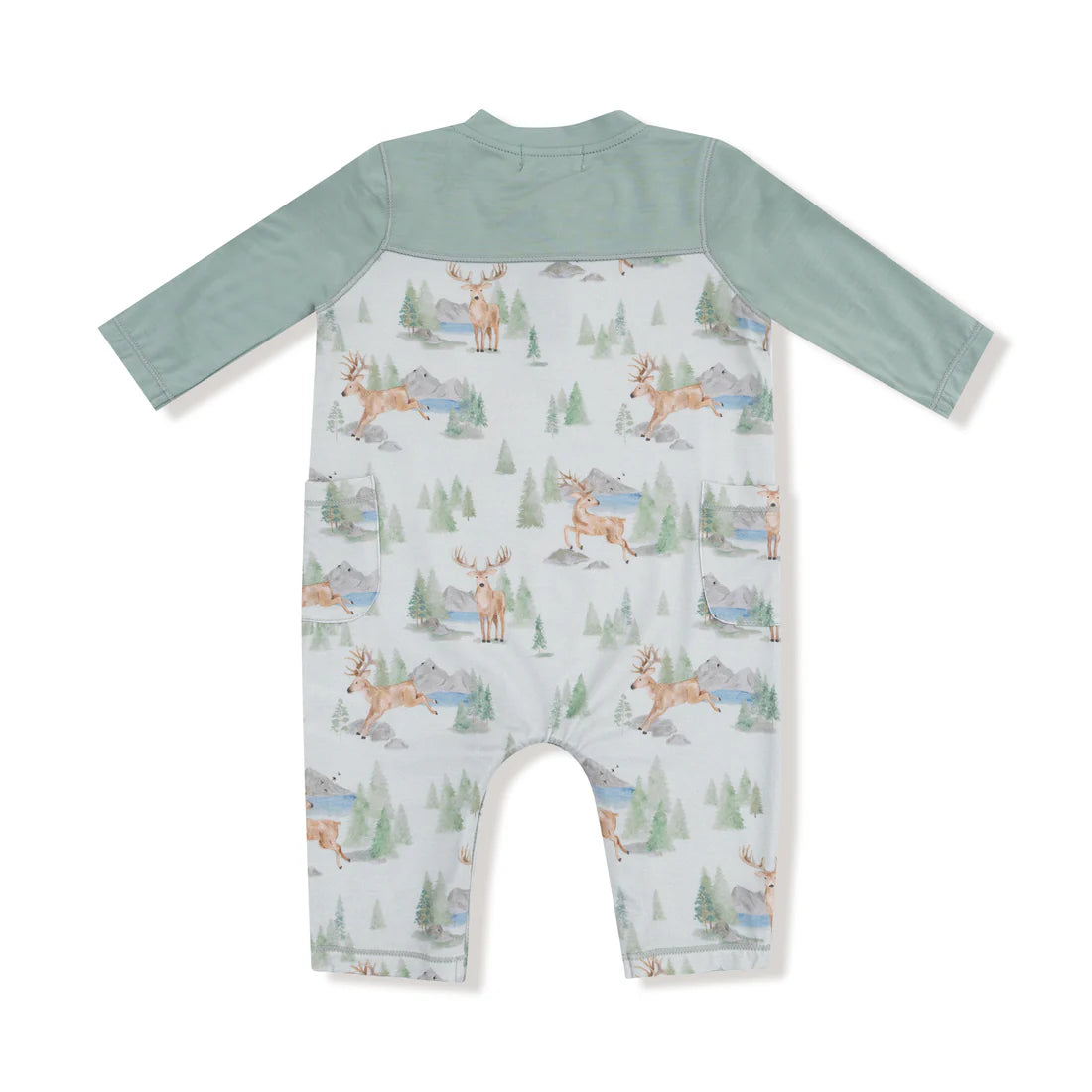 Buck Deer  Romper with Contrast Sleeves