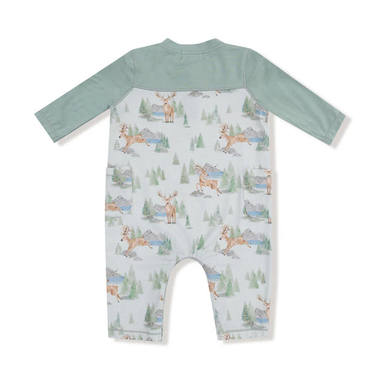 Buck Deer  Romper with Contrast Sleeves