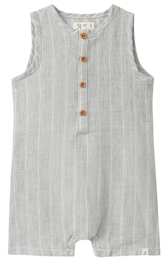 Gray Textured Plaid Cabin Playsuit