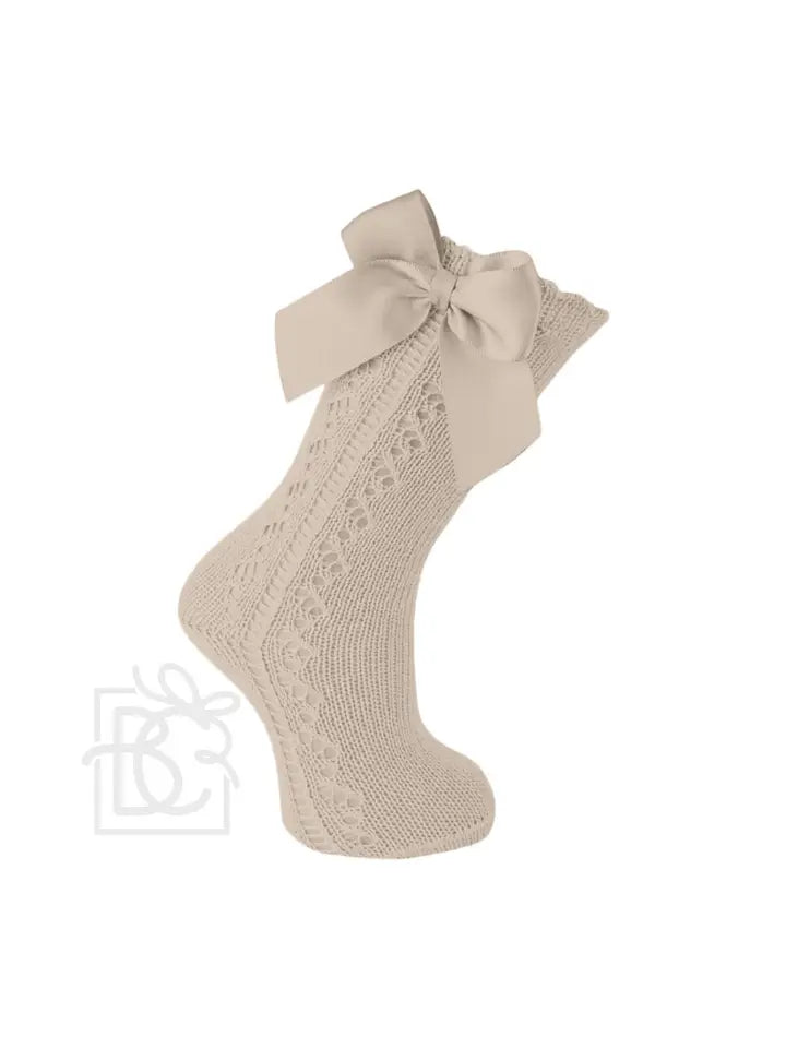 Scottish Yarn Openwork Bow Kneehigh