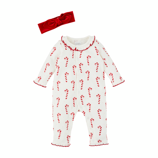 Candy Cane Baby Bodysuit And Headband Set