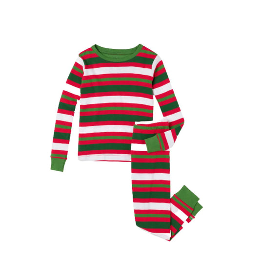 Red and Green Stripe Children's Holiday Monogram Name Pajama Set –  itsmypartykids