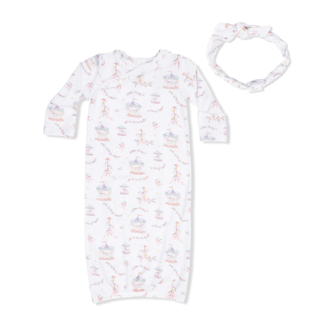Carousel with Bows  Kimono Gown & Knot Headband