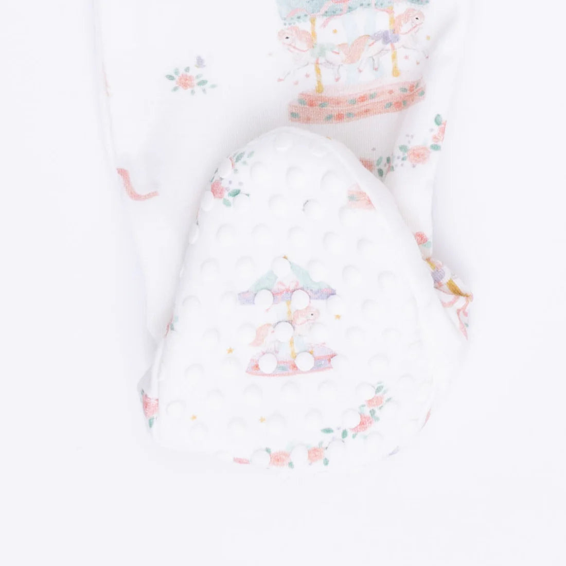 Carousel with Bows  2 Way Ruffle Back Zipper Footie