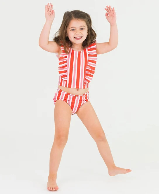 Cayenne Pop Stripe Waterfall Tankini