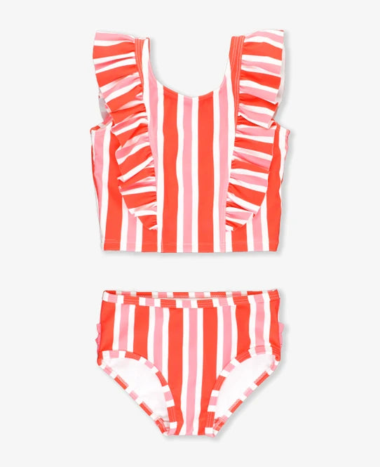 Cayenne Pop Stripe Waterfall Tankini