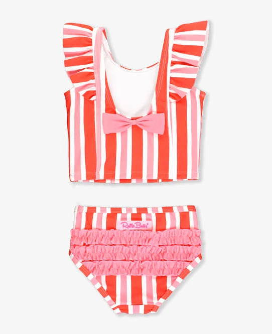 Cayenne Pop Stripe Waterfall Tankini