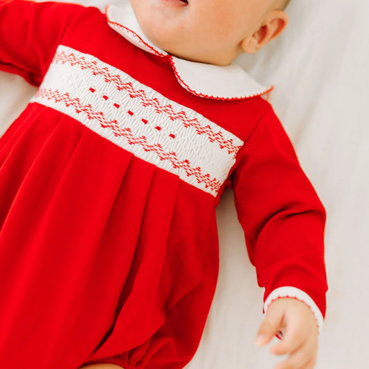 Chris Classics Smocked Playsuit - Red