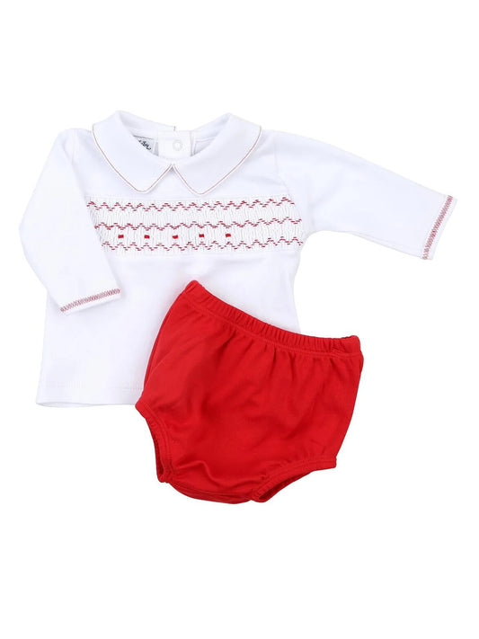 Clara and Colton Smocked Collar Diaper Set