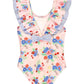 Coastal Breeze Floral Ruffle V-Back One Piece