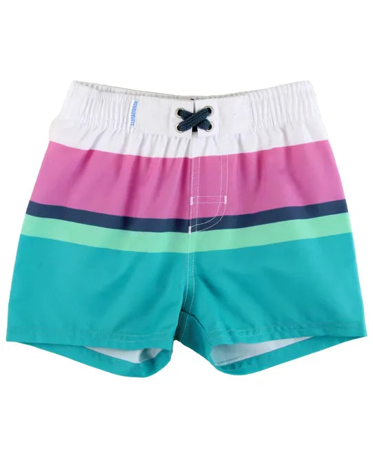 Aqua Colorblock Swim Trunks