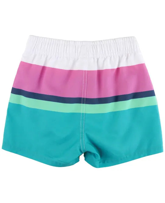 Aqua Colorblock Swim Trunks