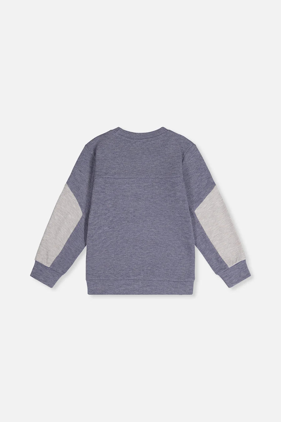 Deux par Deux Colorblock Brushed Jersey Top With Chest Pocket Blue-Grey