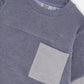 Deux par Deux Colorblock Brushed Jersey Top With Chest Pocket Blue-Grey