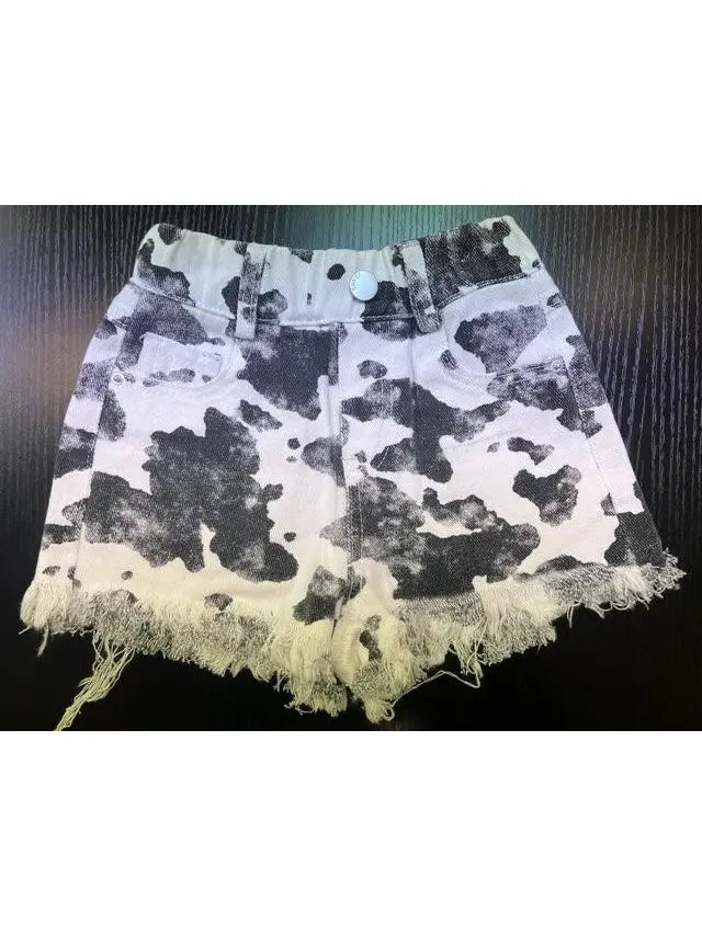 Black Cow Denim Shorts