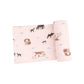 Swaddle Blanket - Cow Families Pink