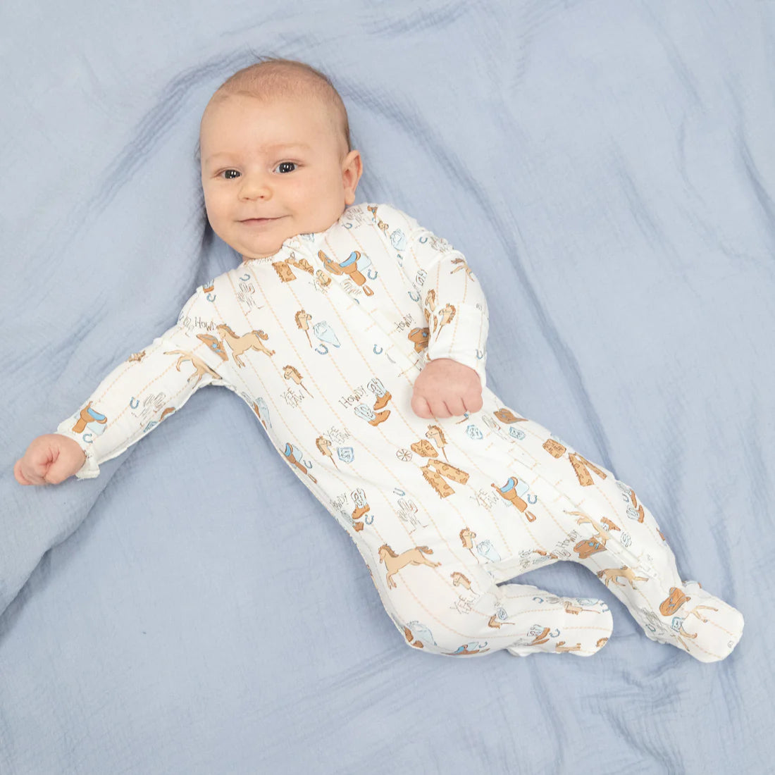 Cowboy Nursery  2 Way Zipper Footie
