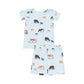 Loungewear Short Set - Cow Families Blue