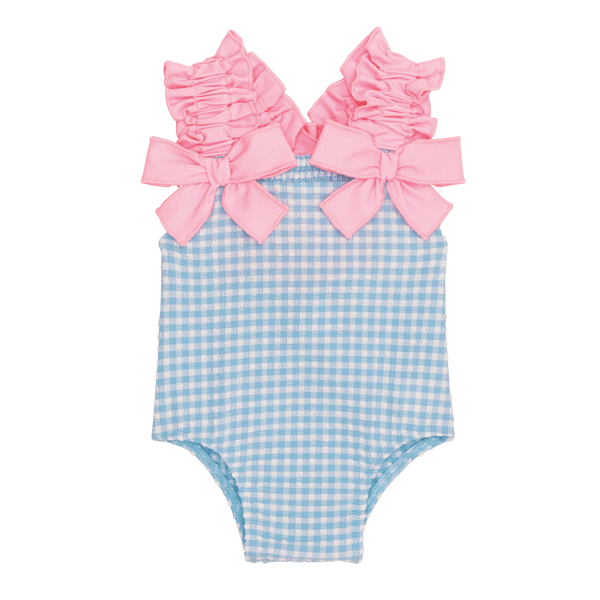 Blue Crinkle Check Baby Swimsuit