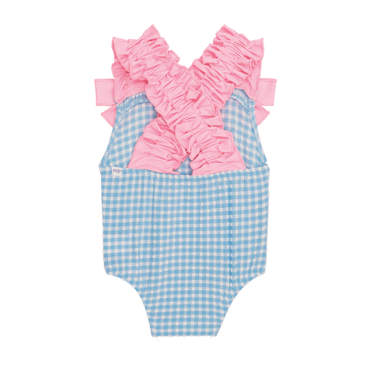 Blue Crinkle Check Baby Swimsuit