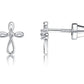 Sterling Silver Screw-Back Infinity Cross Baptism Earrings