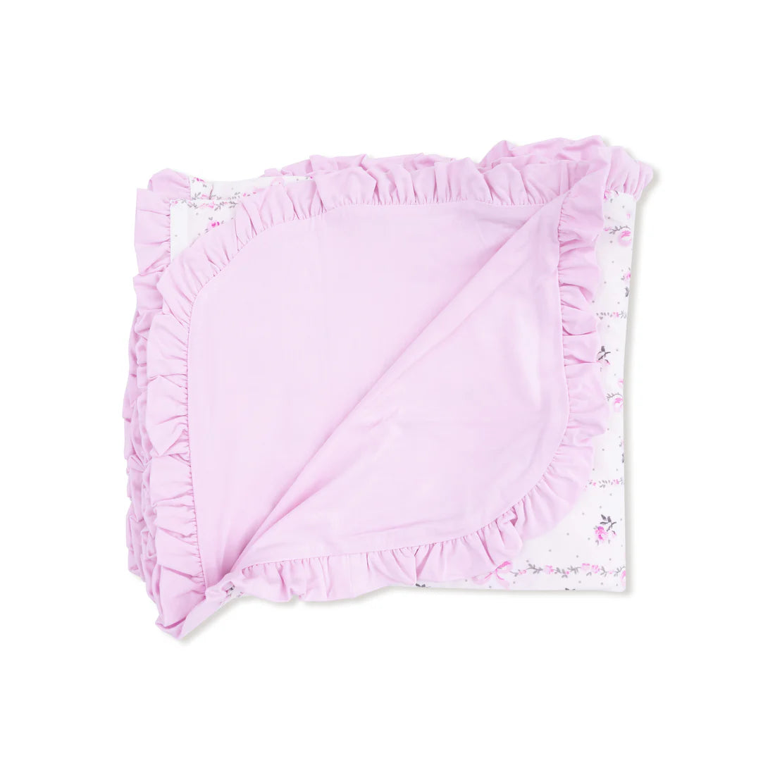Dainty Buds and Bows Stripe  Ruffle Blanket