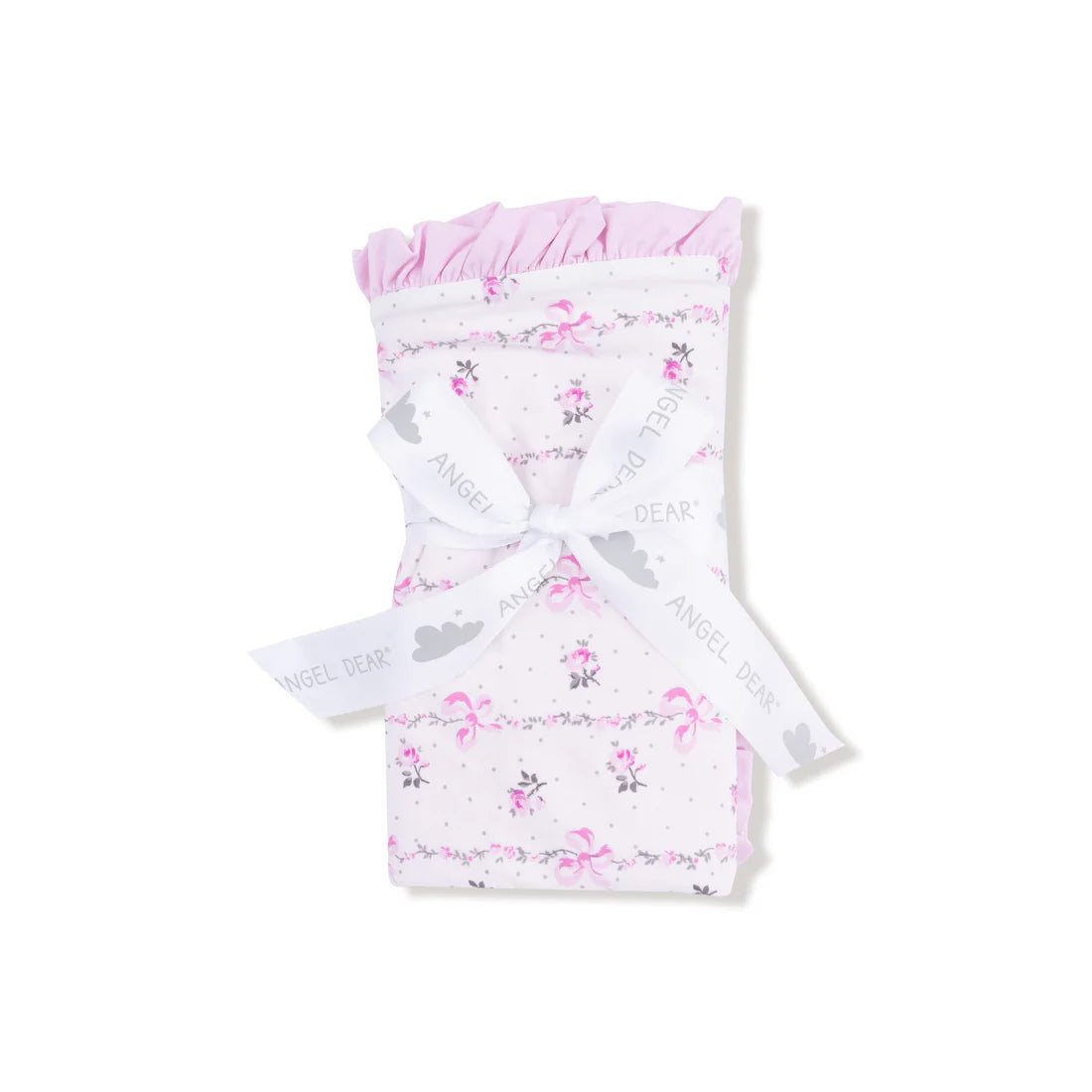 Dainty Buds and Bows Stripe  Ruffle Blanket