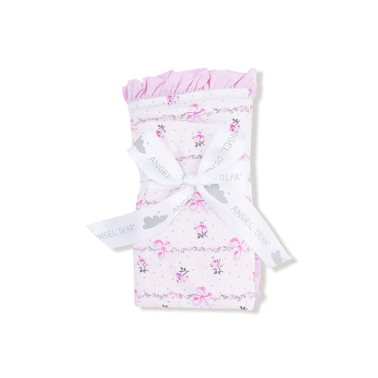 Dainty Buds and Bows Stripe  Ruffle Blanket
