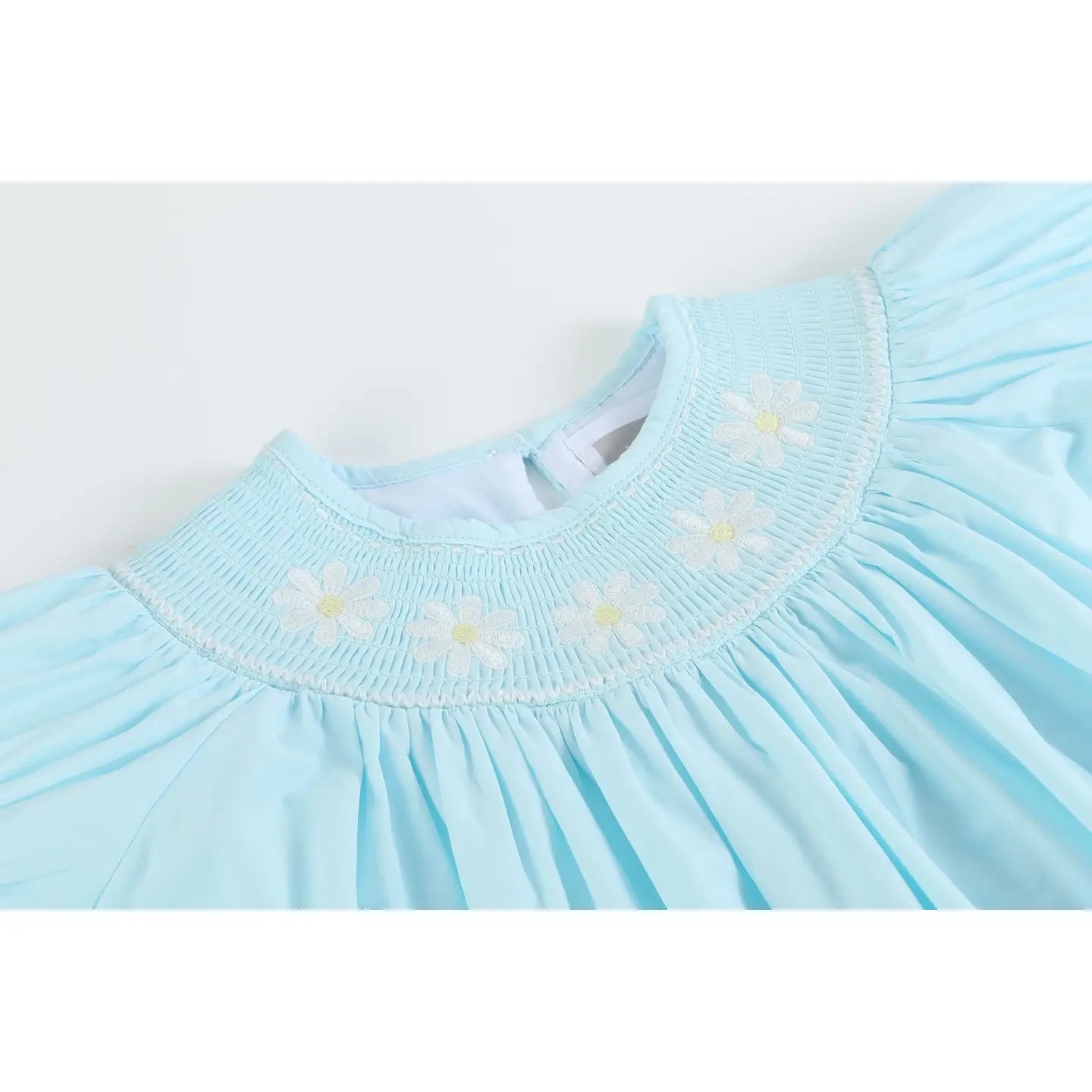 Light Blue Daisy Smocked Bishop Dress