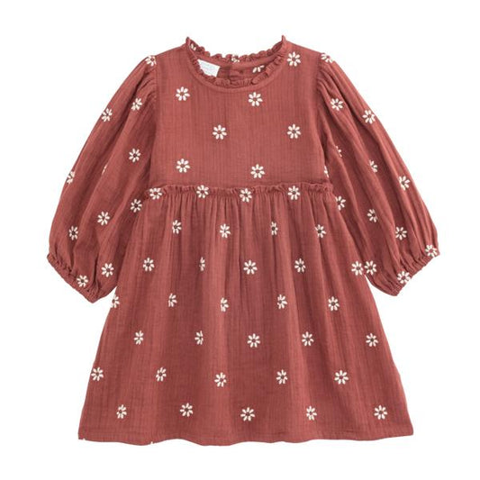 Emb Daisy Crinkle Gauze Dress
