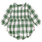 Dark Ivy Plaid Long Sleeve Smocked Bubble Romper