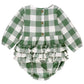 Dark Ivy Plaid Long Sleeve Smocked Bubble Romper