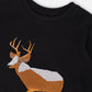 Organic Cotton T-Shirt Black With Boucle Deer Applique