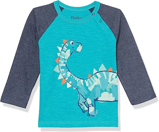 Friendly Dino Raglan Baby Tee