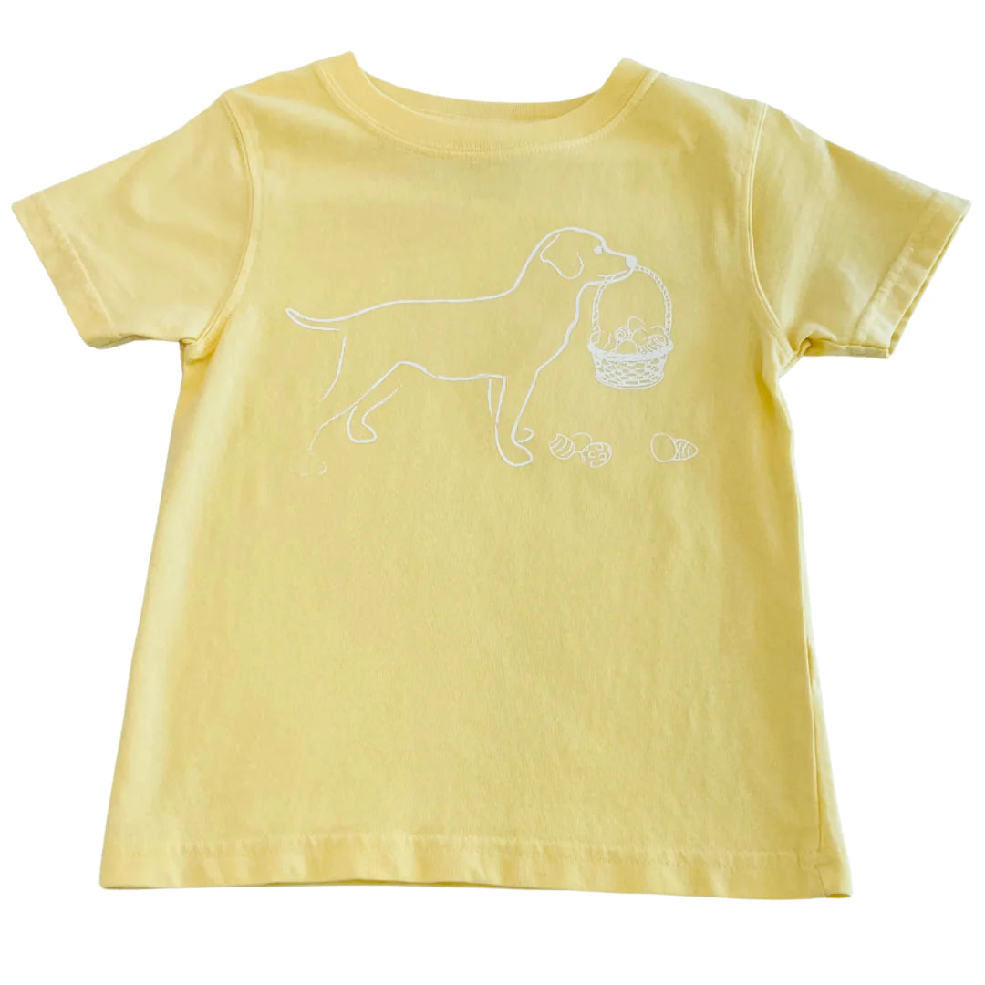 Yellow Short Sleeve Lab with Easter Basket