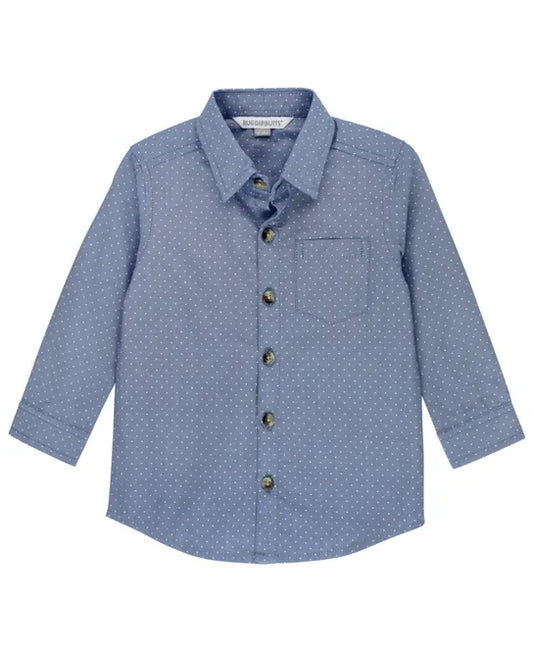 Chambray Dots Long Sleeve Button Down Shirt