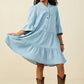 Hayden Girls Washed Button Detail Ruffle Sleeve Tencel Dress- Light Denim