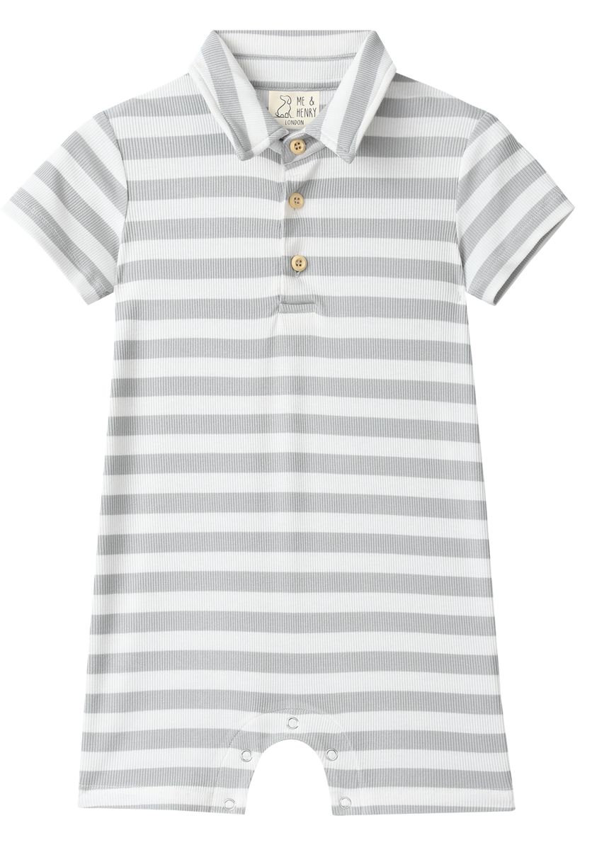 Grey/White Stripe Drift Romper