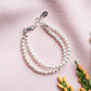 Girls Sterling Silver Double-Strand Kids Pearl Bracelet