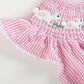 Pink Seersucker Running Bunnies Smocked Flutter Romper