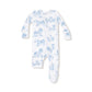 Farm Toile - Blue - 2 Way Zipper Footie