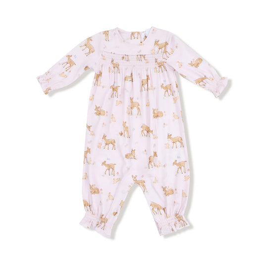 Little Fawn  Smocked Long Sleeve Romper