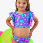 Neon Fin Friends Butterfly Tankini 2-Piece Swimsuit, with Signature Rear Ruffles