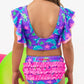 Neon Fin Friends Butterfly Tankini 2-Piece Swimsuit, with Signature Rear Ruffles