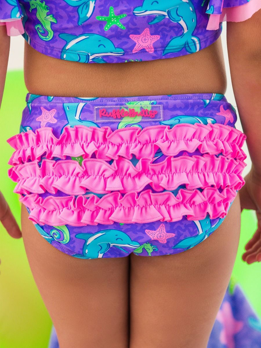 Neon Fin Friends Butterfly Tankini 2-Piece Swimsuit, with Signature Rear Ruffles